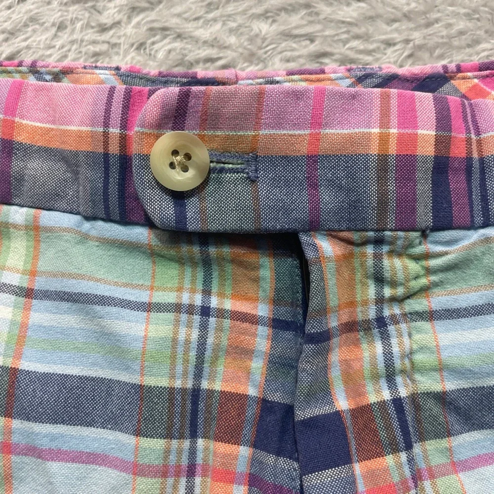 Peter Millar Mens 34 Multicolor Plaid Cotton Flat Front Golf Shorts RN 100308